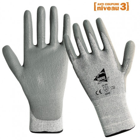 Lot de 12 paires de gants gris polyuréthane ANT305s