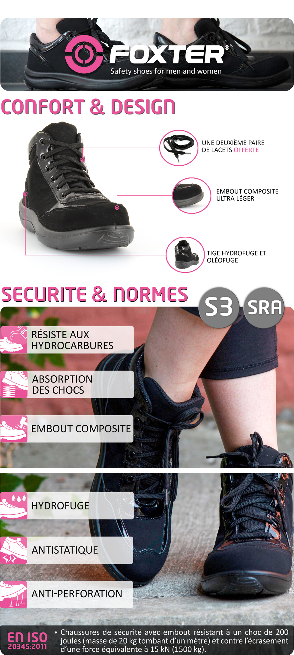 Chaussures de sécurité homme / femme, légères et confort